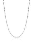 Gargantilha Elos Retos 2 mm Ródio Branco - 45 cm