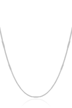 Gargantilha Longa Grumet Achatada Ródio Branco - 80 cm