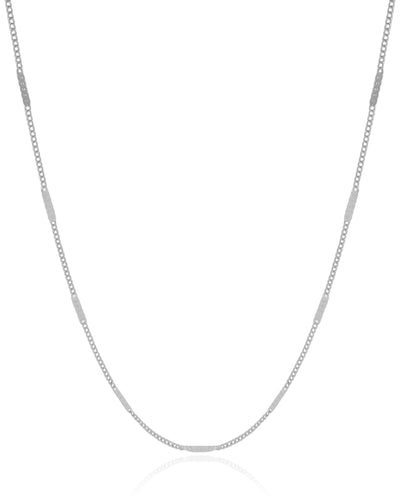 Colar Longo Grumet Achatada 2 mm Ródio Branco - 80 cm