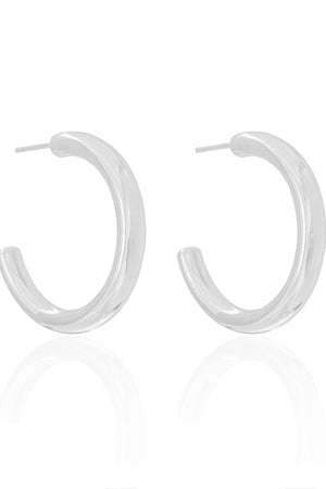 Brinco Argola Tubo Liso 2.8 cm Ródio Branco