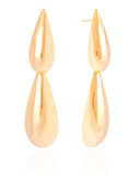 Brinco Gota Dupla Lisa 7.7 cm Banhado a Ouro 18K