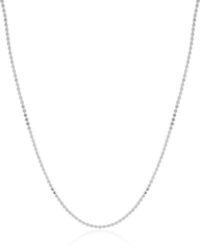 Colar Longo Bolinhas Achatadas Ródio Branco - 80 cm
