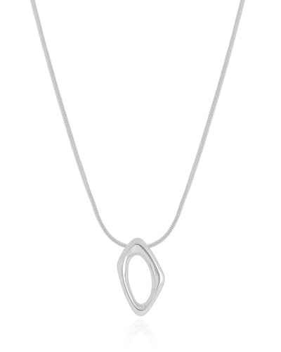 Colar Rabo de Rato Pingente Orgânico Ródio Branco - 40 cm