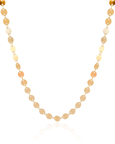 Choker Plaquinhas Redondas Flat 6 mm Banhado a Ouro 18K - 32 cm