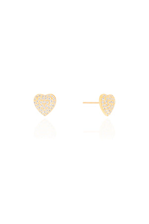 Brinco Coração Cravejado Cristal 1.0 cm Banhado a Ouro 18K