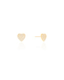 Brinco Coração Cravejado Cristal 1.0 cm Banhado a Ouro 18K