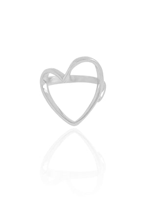 Anel Coração Vazado Tamanho 25 Ródio Branco