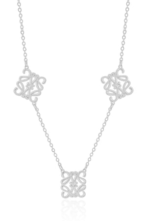 Gargantilha Inspiração Marcas Ródio Branco - 45 cm