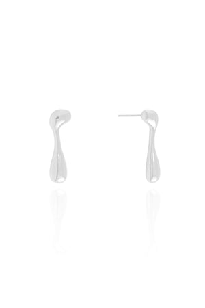 Brinco Orgânico Liso 2.2 cm Ródio Branco