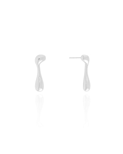 Brinco Orgânico Liso 2,2 cm Ródio Branco