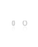 Brinco Argola Click Cravejada Cristal 1.0 cm Ródio Branco