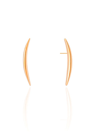 Brinco Fio Abaulado Liso 3.4 cm Banhado a Ouro 18K