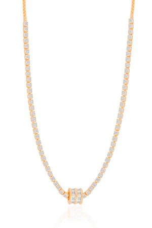 Gargantilha Riviera Cravejada Cristal Banhado a Ouro 18K - 45 cm