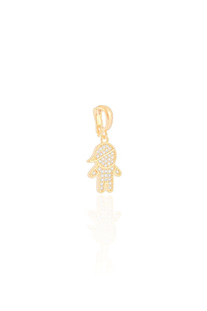 Pingente Filho Menino Cravejado Cristal 1.5 cm Banhado a Ouro 18K
