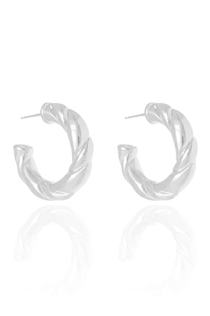 Brinco Argola Tubo Torcida ABS Ródio Branco