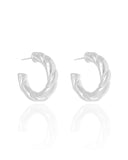 Brinco Argola Tubo Torcida ABS Ródio Branco