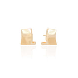 Brinco Meia Argola Quadrado Liso Banhado a Ouro 18K