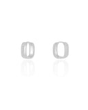 Brinco Argola Click Quadrada Reta Lisa 1.4 cm Ródio Branco