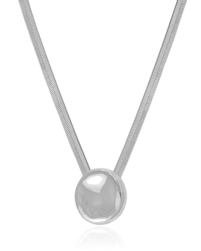 Colar Malha Fita Orgânico Liso Ródio Branco - 40 cm