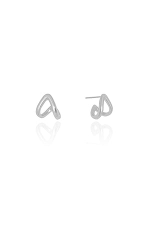 Brinco Argola em V Lisa 1.0 cm Ródio Branco
