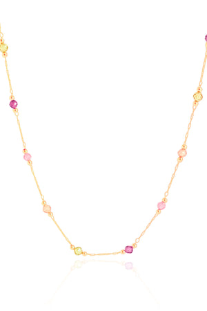 Choker Elos Cristais Coloridos 3 mm Banhado a Ouro 18K