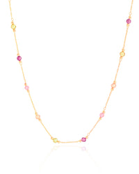 Choker Elos Cristais Coloridos 3 mm Banhado a Ouro 18K