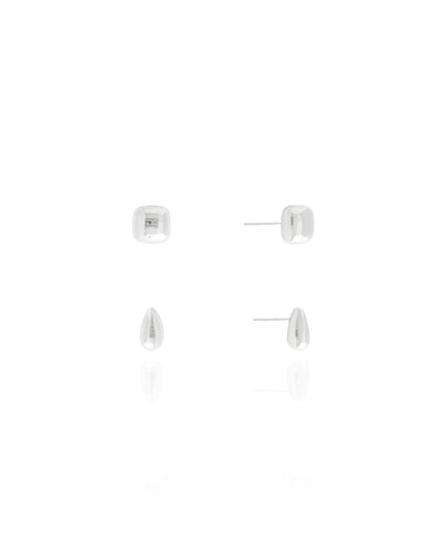 Brinco Duplo Quadrado e Gota Lisa
