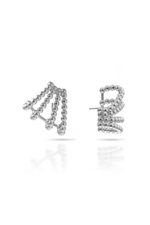 Brinco Ear Cuff Quatro Filetes Vazados Bolinhas Lisas