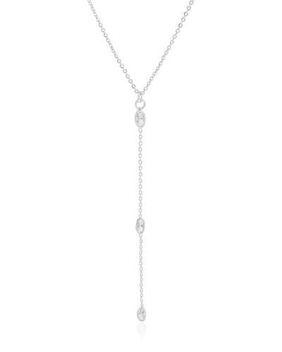 Colar Gravata Elos Americanos com Pontos de Luz Ródio Branco - 40 cm