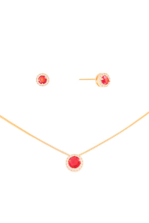 Conjunto Rubi Cravejado Banhado a Ouro 18K