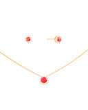Conjunto Rubi Cravejado Banhado a Ouro 18K