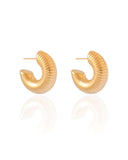 Brinco Argola Tubo Detalhes 2.5 cm Banhado a Ouro 18K