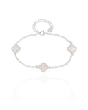 Pulseira Elos Trevos Tom Madrepérola Ródio Branco
