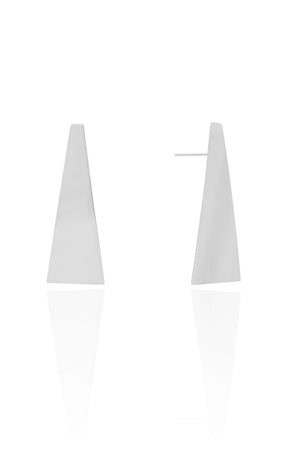 Brinco Chapa Triangular Lisa Ródio Branco