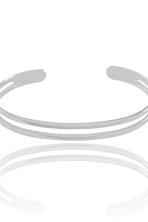 Bracelete Dois Filetes 6 mm Ródio Branco
