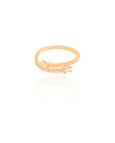 Anel Ajustável Baguete Cravejado Cristal Tamanho G Banhado a Ouro 18K