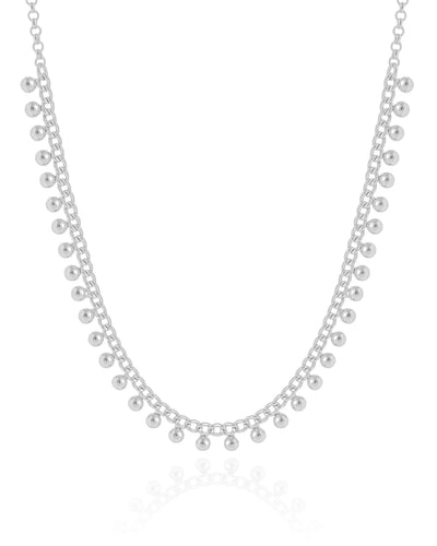 Choker Grumet Bolinhas Lisas Ródio Branco - 33 cm