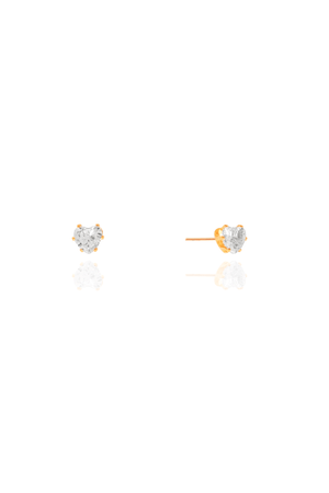 Brinco Ponto de Luz Coração Cristal 5 mm