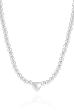 Choker Bolinhas Coração Liso Ródio Branco