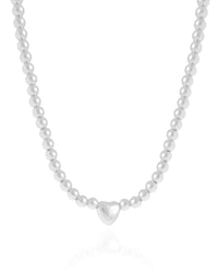 Choker Bolinhas Coração Liso Ródio Branco