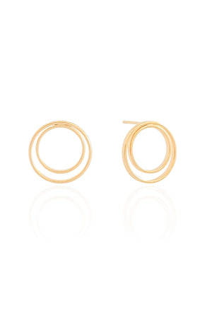 Brinco Argola Frontal Dois Filetes Lisos 1.4 cm Banhado a Ouro 18K