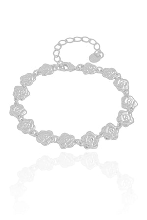 Pulseira Flores Lisas Ródio Branco