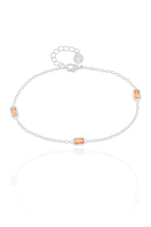Pulseira Baguetes Citrino Ródio Branco