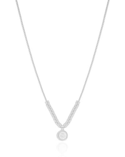Colar Veneziana Canutilhos Ponto de Luz Cristal Ródio Branco - 40 cm