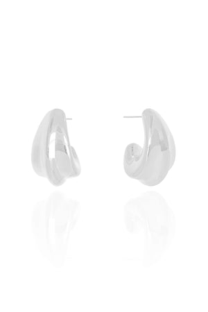 Brinco Argola Detalhada Lisa ABS 2.4 cm Ródio Branco