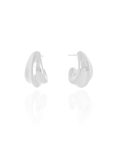 Brinco Argola Detalhada Lisa ABS 2,4 cm Ródio Branco