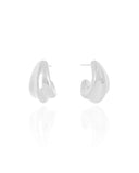 Brinco Argola Detalhada Lisa ABS 2.4 cm Ródio Branco