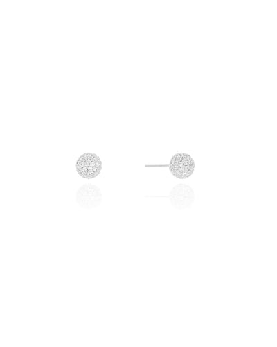 Brinco Bola Cravejada Cristal 7 mm Ródio Branco
