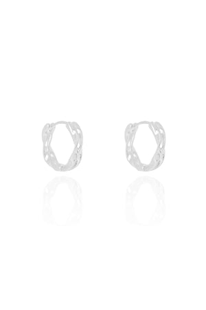 Brinco Argola Click Torcida Dupla 1.5 cm Ródio Branco