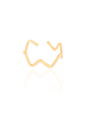 Anel Ajustável Zig Zag Tamanho G Banhado a Ouro 18K